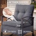 thumbnail image 5 of Patio Outdoor Furniture Set, 3PCS Rattan Wicker Rocking Chair Set Balcony Furniture, Steel Frame Patio Chairs with 2-Tier Coffee Table, Thick Seat Cushions and Pillows, 5 of 10