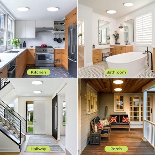 HOVMAP Flush Mount Light, 8 PC LED Flush Mount Ceiling Light Fixture 18W Adjustable Low Profile Ceiling Lights, Round, Dimmable Ceiling Light, Kitchen Lighting Fixtures Ceiling, 9" White 5CCT