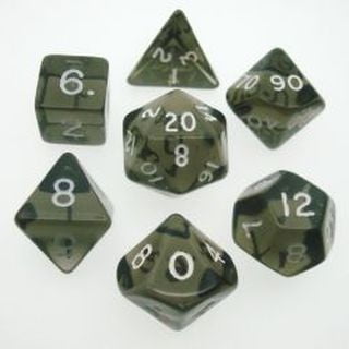 D20 Stone - Black Smoke Gem 7pc Polyhedral Dice Set D4, D6, D8 2xd10, D12, D20