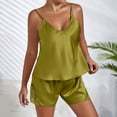 thumbnail image 4 of IMENGL Women's Pajamas Set Loungewear Silk Satin Ruffled Shorts Satin Shorts Nightwear Onesises Sleepwear Pajama Sets for Women,Green, 4 of 6