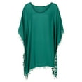 thumbnail image 4 of WREESH Womens Beach Cover Ups Trim Kaftan Chiffon Tassels Swimwear Summer Loose Solid V-Neck Tops Swimsuit Coverup Green, 4 of 4