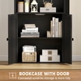 thumbnail image 3 of IRONCK 5-Tier Bookcase with Door, Farmhouse Freestanding Storage Bookshelf for Home Office Living Room, Black, 3 of 8