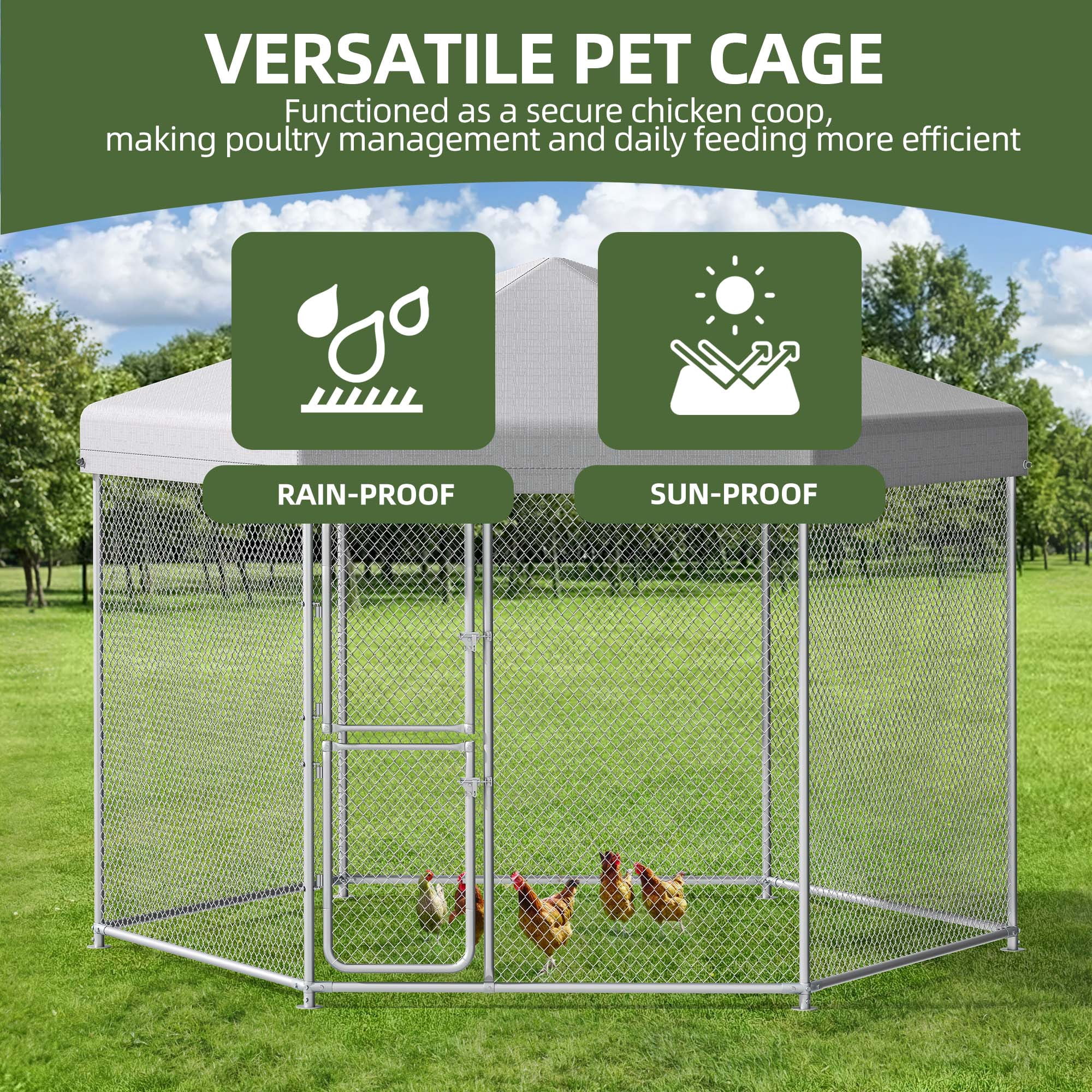 Uforic 9.8×6.2 ft ( 118" x 98" x 75" ) Large Outdoor Dog Kennel,Outside Heavy Duty Shade Dog Pen Playpen Pet Dog Enclosure Crate Dog Run House with UV & Waterproof Cover Fence