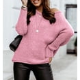 thumbnail image 2 of Women Casual Long Sleeve Fall Sweaters Crew Neck Solid Color Soft Ribbed Knitted Oversized Pullover Loose Fit Jumper, 2 of 3