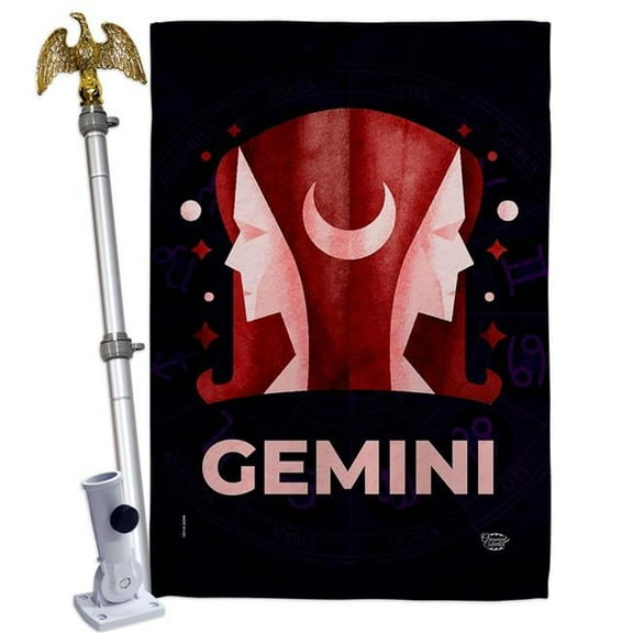 Ornament Collection HS190025-BO-02 28 x 40 in. Gemini House Flag Set Interests Zodiac Double-Sided Decorative Vertical Flags & Decoration Banner Garden Yard Gift