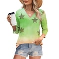 thumbnail image 7 of Cavosen Blouse for Women 3/4 Sleeve V Neck Cute Sweatshirt Star Lightweight Oversized Pullover Soft Spring Orleans Party Tops, 7 of 7