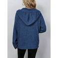 thumbnail image 5 of Women'S Casual Cardigan V Neck Button Down Hooded Sweaters Long Sleeve Hoodies Outfits Royal Blue XL, 5 of 8