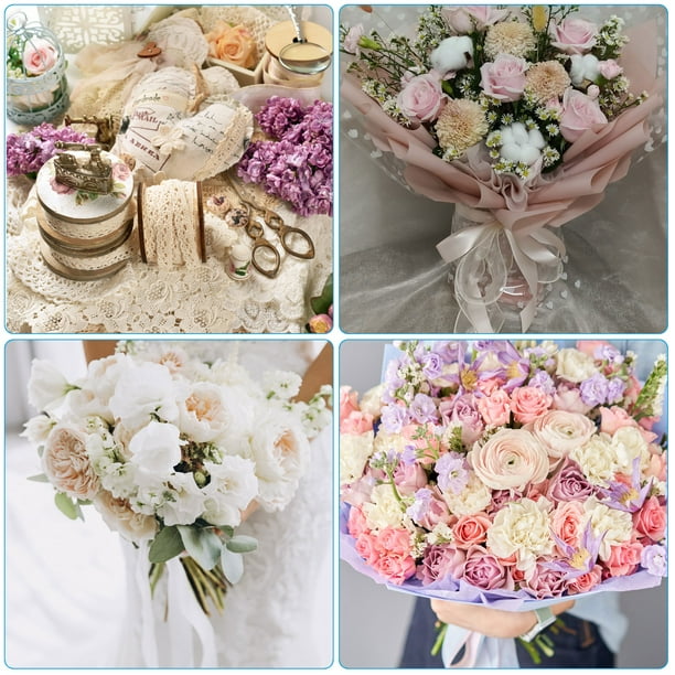 Unique Bargains Ruban en Dentelle de 1,8 Pi de Large, 11 Verges, Motif Floral, Jaune Pâle, Bordure en Dentelle pour Emballage Cadeau, Déco de Mariage
