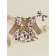thumbnail image 4 of Baby Girls Spring Outfits Short Sleeve Ribbed Romper + Suspender Skirt + Headband Set Newborn 3 Piece Clothes, 4 of 10