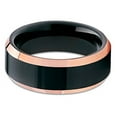 thumbnail image 3 of Silly Kings 8mm Rose Gold Tungsten Carbide Wedding Band Polished Black Finish Beveled Edges Unisex Ring 9, 3 of 4