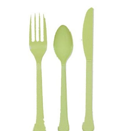 Assorted Leaves - Leaf Green Plastic Assorted Cutlery - 24 ct.