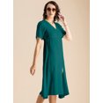 thumbnail image 5 of Moomaya Womens Front Slit Dress, V Neck Short Sleeves Summer Midi Dress, 5 of 7