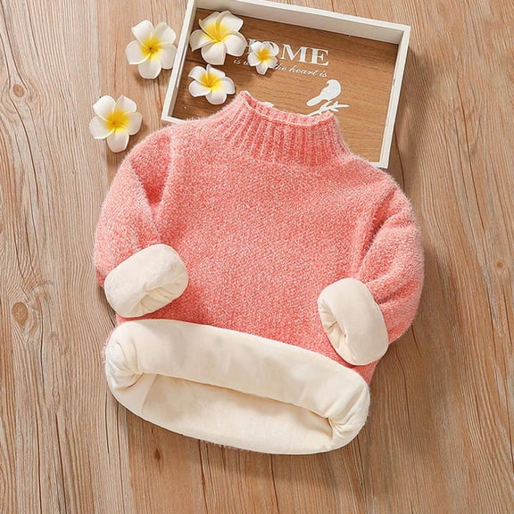 Spazoro Toddler Girls Sweaters, Long Sleeve Crew Neck Fall Winter Pullover Tops for Kids Girls Boys Orange Size 9-10 T