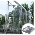thumbnail image 1 of Lona transparente, 0,3 mm de espesor, lona impermeable de PVC transparente, ojal de metal a prueba de herrumbre utilizado para patio al aire libre, distancia del orificio 50 cm, 1 of 5