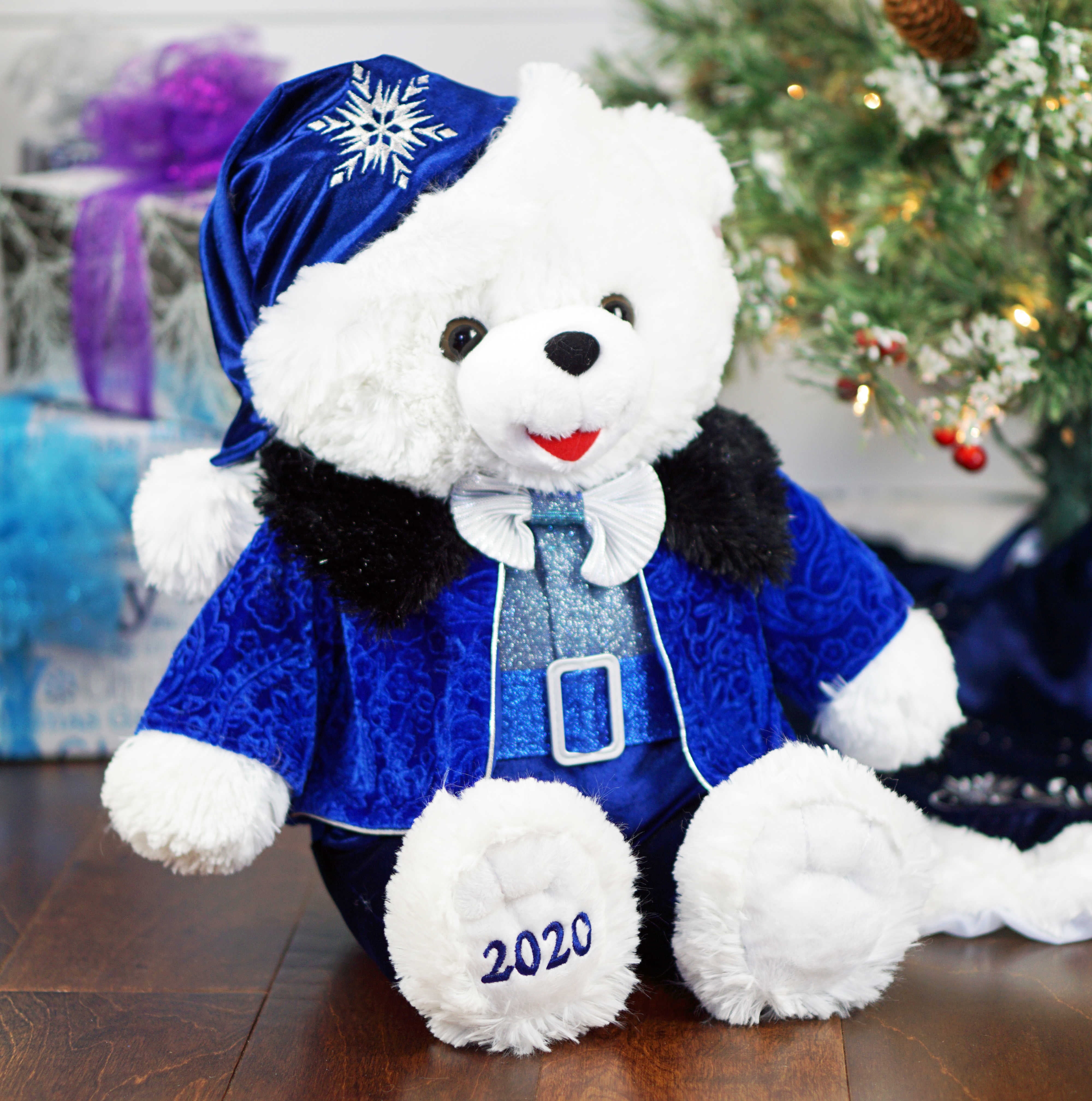 Holiday Time 15 inch Snowflake Teddy Bear 2022, Snowflake Blue Ski Wear Boy  