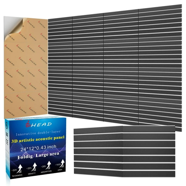 Paneles de pared insonorizados BSHEAD de 2 capas, plegables, 24 x 30 x 1 cm, paquete de 6