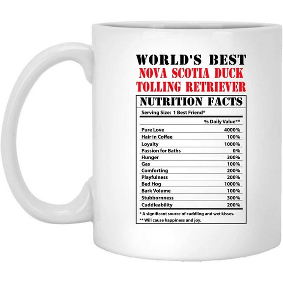 Funny World's Best Nova Scotia Duck Tolling Retriever Nutritional Facts Coffee Mug Dogs Lovers Birthday Gifts 2022 Christmas Nutrition Cup Ceramic White 11oz