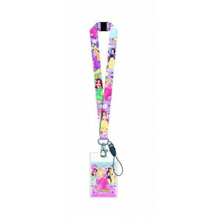 Lanyard - Disney - Princess - Flowers Pink w/Card Holder New 86219