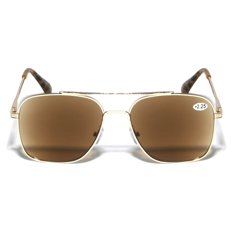 Square Metal Classic Outdoor Reading Sunglasses Tinted UV Protection Readers NOT BIFOCAL 2.00 Walmart