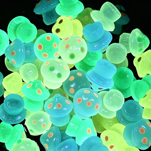 Feledorashia Luminous Mini Mushroom Ornaments, Glow In The Dark Resin Decorations, Waterproof Wear-Resistant Garden Decor, Compact Size for Potted Plants and DIY Indoor Outdoor Use