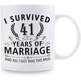 thumbnail image 2 of 41st Wedding Anniversary Mugs for Couple Husband Wife - I Survived 41 Years of Marriage and All I Got Was This Mug - 41 Year Anniversary 11 oz Coffee Mug for Him Her, 2 of 7