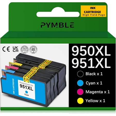 950XL 951XL Ink Cartridges for HP 950 and 951 Ink Cartridges for HP Officejet Pro 8610 8600 8615 8620 8625 8100 276dw 251dw (1 Black, 1 Cyan, 1 Magenta, 1 Yellow, 4 Combo Pack)