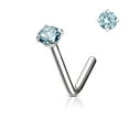 thumbnail image 3 of Nose Ring Stud L-Shape Surgical Steel Screw Piercing 3MM Set CZ Gem 20G 18G 6MM, 3 of 10