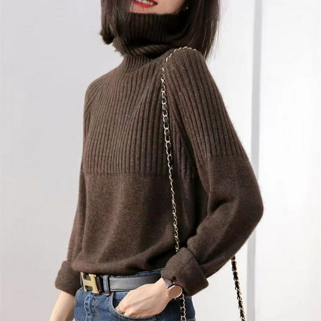 Pull pour Femmes Col Roulé Tendance 2022 Nouveau Haut de Mode Automne et Hiver Pull Coréen Tricoté