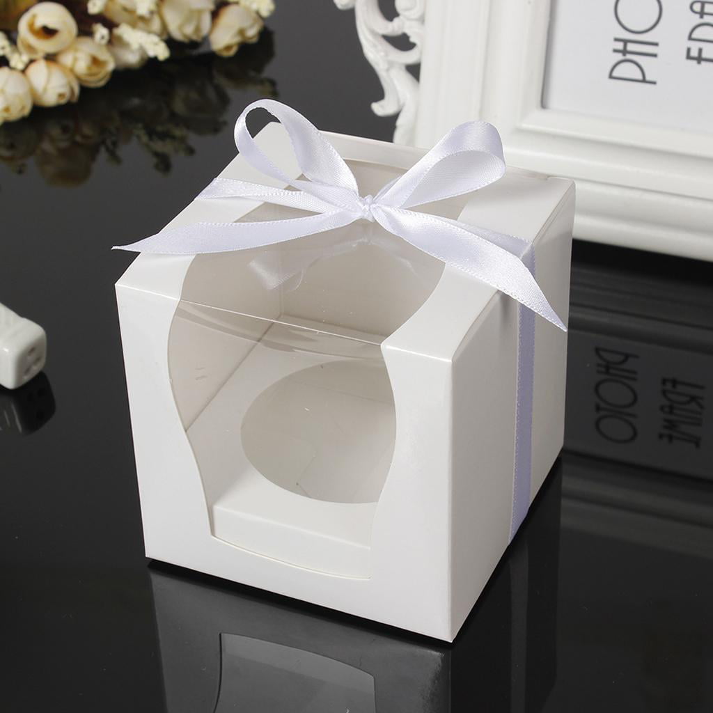 12/set Vintage White Kraft Paper Cake Cupcake Box Bakery Party Favors Gifts 