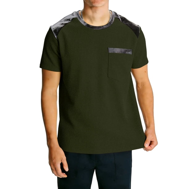 Camisas de Manga Corta para Hombres Casual Slim Fit Cuello Redondo Bottoming T Shirt Blusa de Verano