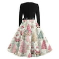 thumbnail image 4 of Christmas Dresses for Women Women's Casual Fashion Round Neck Long Sleeve Christmas Printed Party Vintage Long Dresses for Holiday Gathering,Black,L, 4 of 7