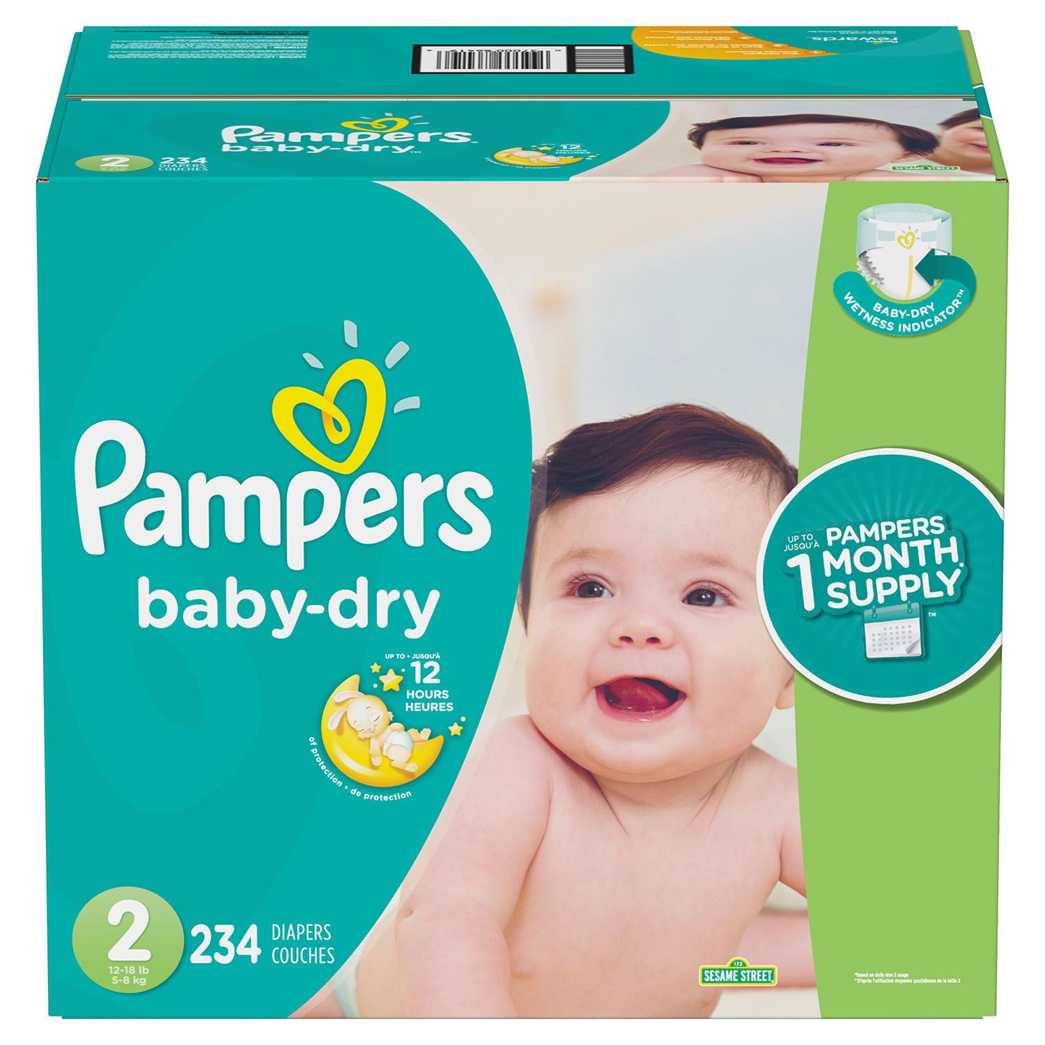 Pampers BabyDry Wetness Indicator Overnight Soft Diapers Size 2, 180