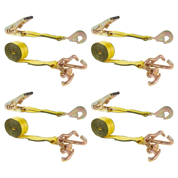 4 Pack 2" x 8' Heavy-Duty Ratchet Strap with RTJ Cluster & Snap Hooks – 3333lbs WLL Car Hauler Tow Tie-Down for Trucks & Trailers