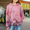 thumbnail image 2 of Mercatoo Girls Vintag Hoodi, Kids Flor Print Long Sleeve Hooded Sweatshirt Casual Stylish Fall Winter Outfit Tops, 2 of 7