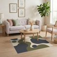 thumbnail image 3 of ODIKA 4'x6' Washable Area Rug Pet Friendly, Non-Shedding Olive Navy Fluid Abstract Design Elegant Geometric Flow with Contemporary Feel for Bedroom, Reading Nook, 3 of 7