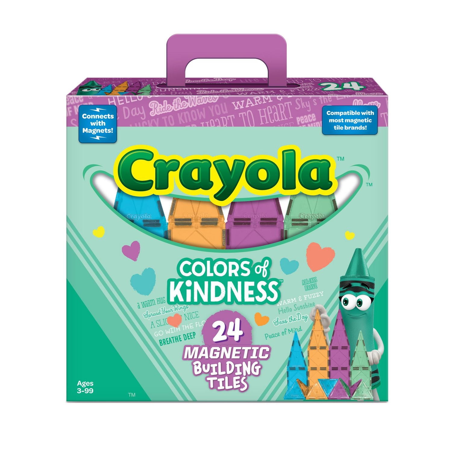 CREATEON Crayola Colors of Kindness Magnetic Tile 24 Pc Ensemble