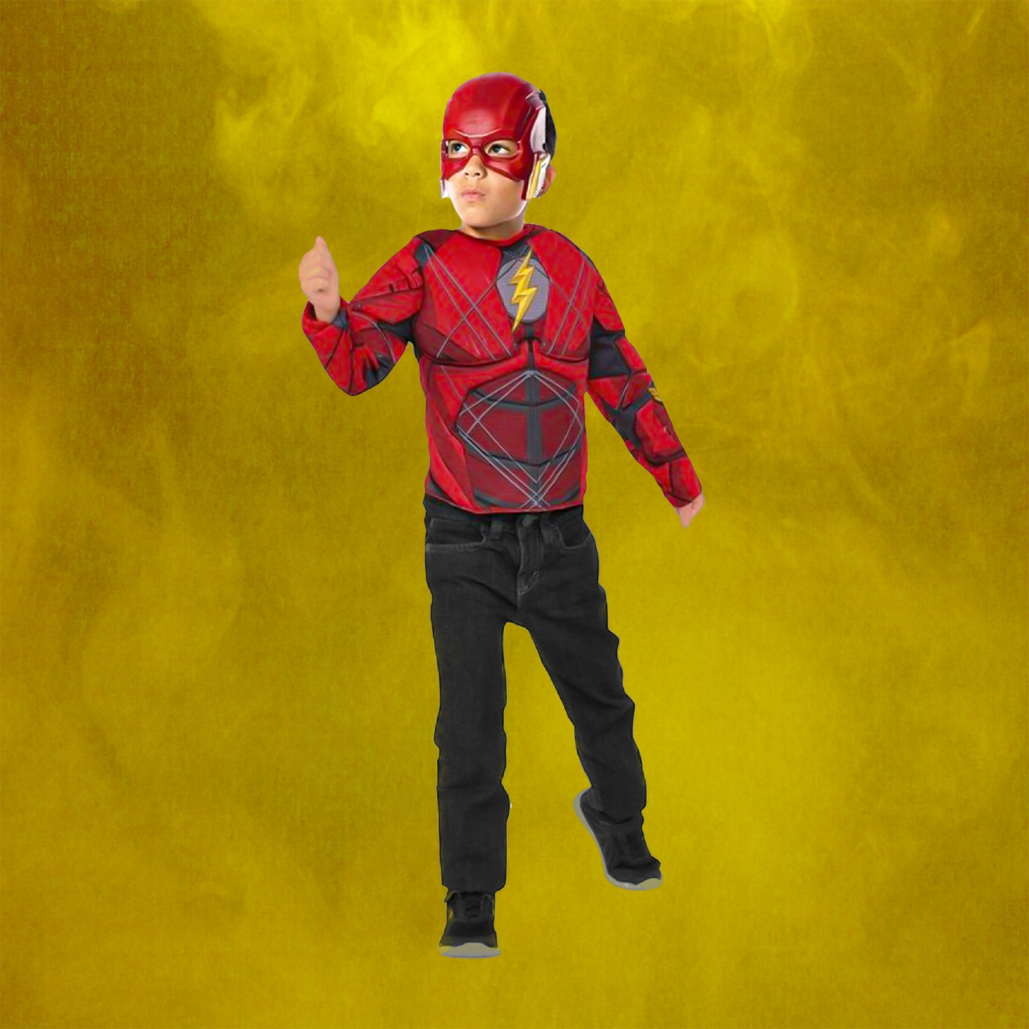 Boys Flash Costume Top And Mask Set