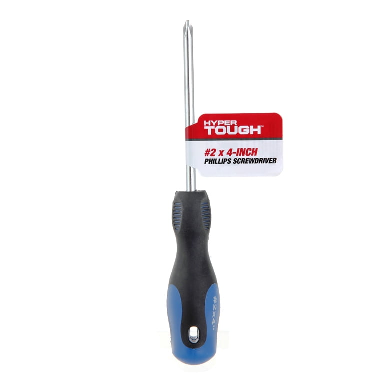 Hyper Tough #2 Phillips Screwdriver, 4 in, Comfort Grip Handle