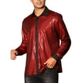 thumbnail image 4 of Lars Amadeus Shiny Metallic Shirts for Men's Long Sleeves Glitter Party Disco Collared Shirts XL Red, 4 of 6