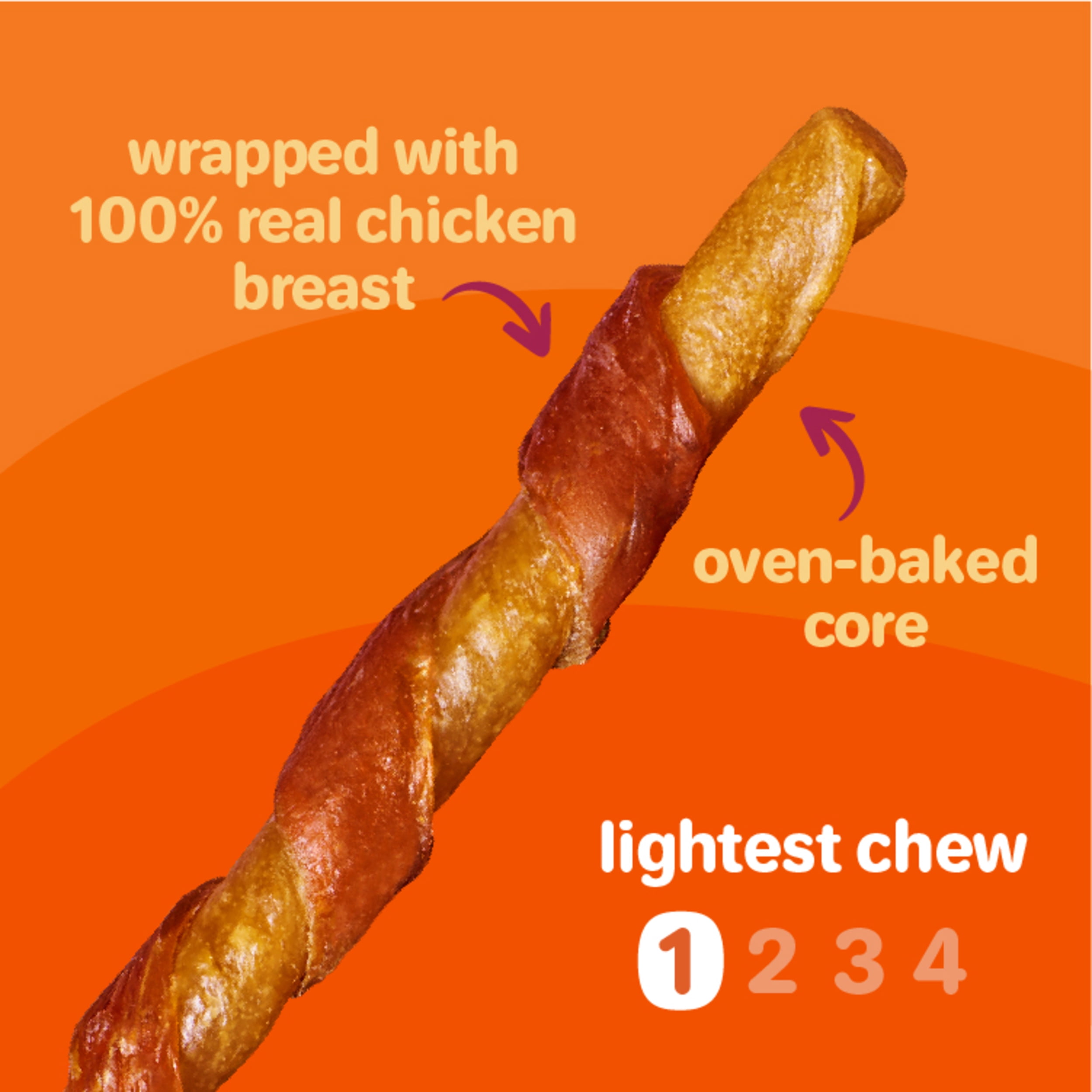 (3 pack) Hartz Oinkies Tender Twists Rawhide‑Free Dog Treats with Real Chicken Breast, Highly Digestible Dog Chews, 36 Count
