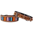 thumbnail image 3 of Medium 17''- 21''  Dog Puppy Serape Beaded Genuine Padded Leather Collar 60191, 3 of 5