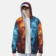 thumbnail image 2 of Balery Red And Blue Fire Lion Sudadera ligera de manga larga con capucha y protección solar UPF 50+ para hombre y mujer, ideal para pesca y running-Large, 2 of 7