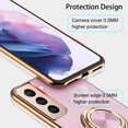 thumbnail image 5 of for Galaxy S21 Plus Case with Ring, Built-in Rotation Finger Ring Kickstand Cover with Shiny Plating Rose Gold Edge Work with Magnetic Car Mount Slim Thin Bumper Case for Women Girls Purple, 5 of 14