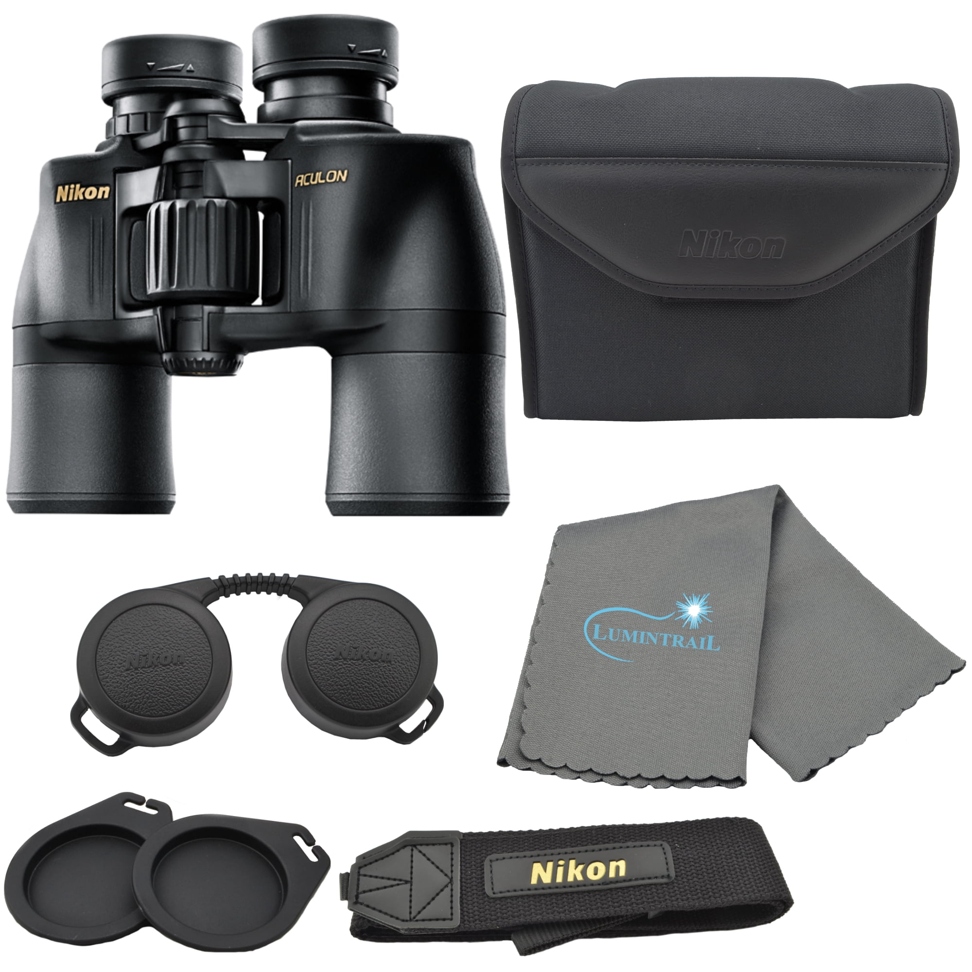 Nikon Aculon A211 8x42 Binoculars Black (8245) Bundle with a