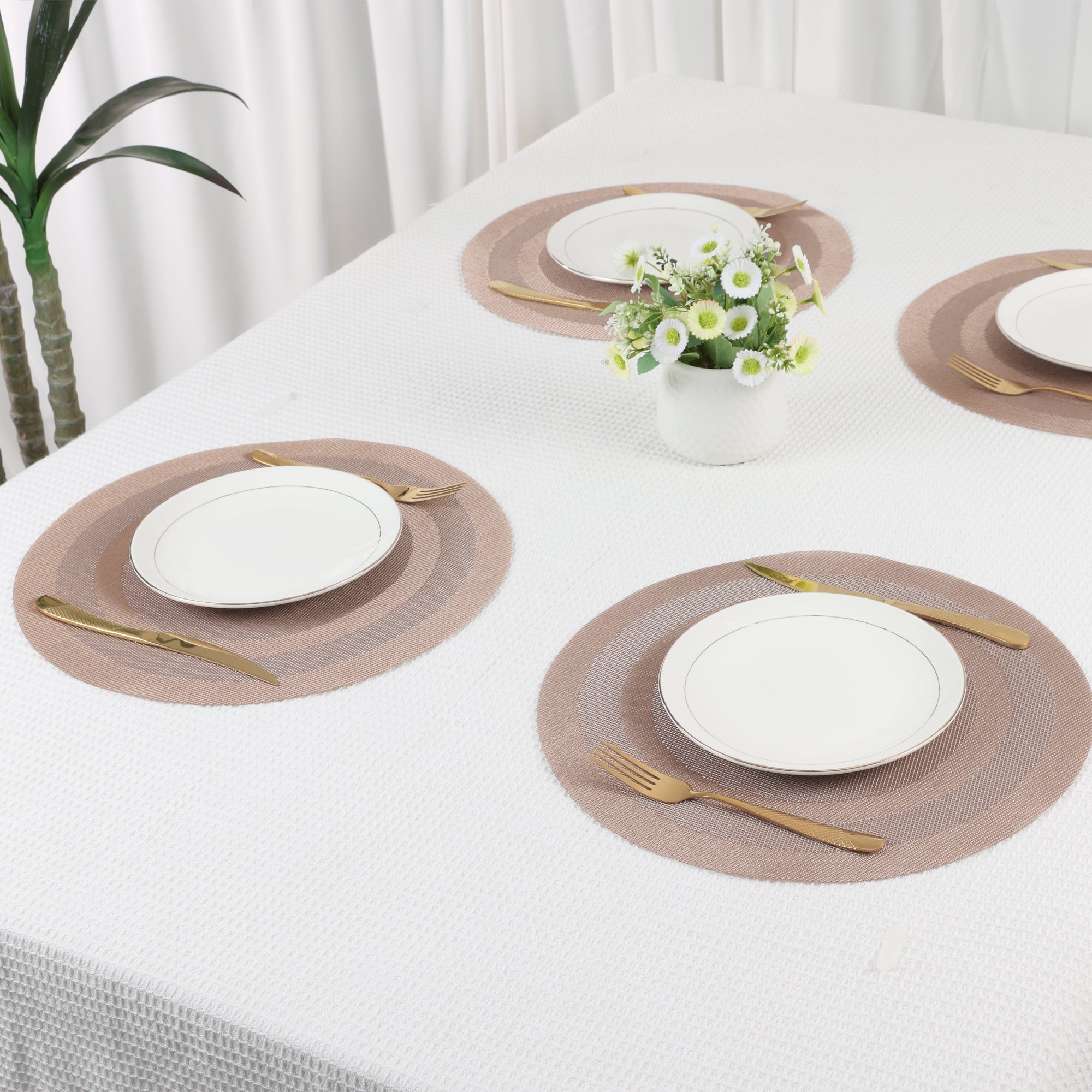 Unique Bargains Set of 6 Round Placemats for Kitchen Dining Table Decor Pink