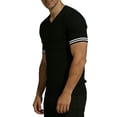 thumbnail image 4 of hlysgo Men's V Neck Shirts Short Sleeve Sweater Shirt Casual Ribbed Pullover Breathable T Shirt Black,L, 4 of 5
