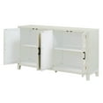 thumbnail image 4 of Sideboard Buffet Cabinet with Storage, 60" Retro Mirrored Kitchen Storage Cabinet 4 Doors and Metal Pulls, Wood Coffee Bar Cabinet Buffet Table Entryway Cabinet for Dining Room, Living Room, White, 4 of 9