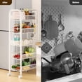 thumbnail image 4 of Towallmark 5-Tier Slim Rolling Storage Drawer Cabinet – Metal Organizer with Wheels for Kitchen, Pantry, Office – Multi-Functional Portable Shelf for Snacks, Fruits, Vegetables and Supplies, White, 4 of 8
