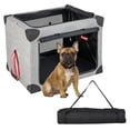 thumbnail image 1 of Gymax 32 in Portable Folding Dog Crate w/ Mesh Mat & Locking Zippers for Cat Carrier Use, 1 of 10