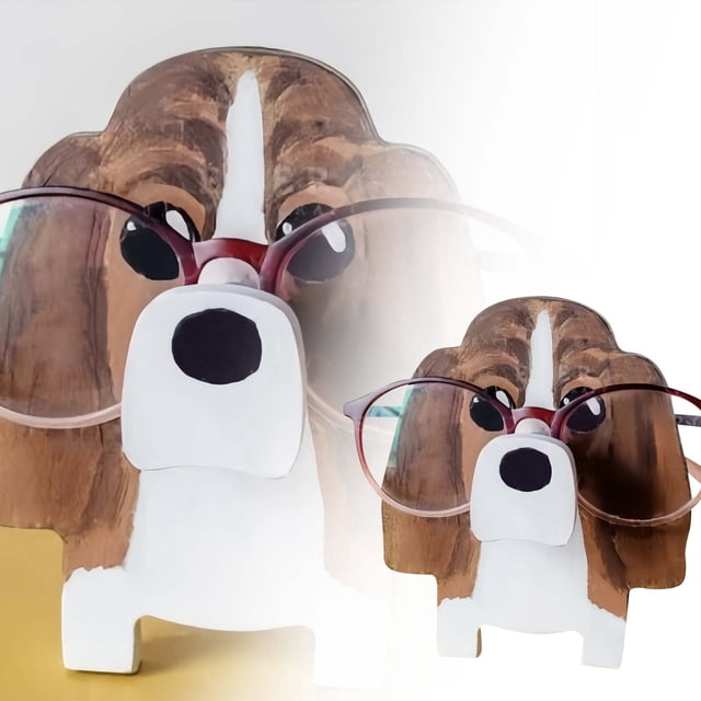 BKER Wooden Animal Glasses Storage Ornament Desktop Wooden Crafts Glasses Display Rack